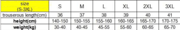 tabla de talles mujeres y niños solo pollera y short